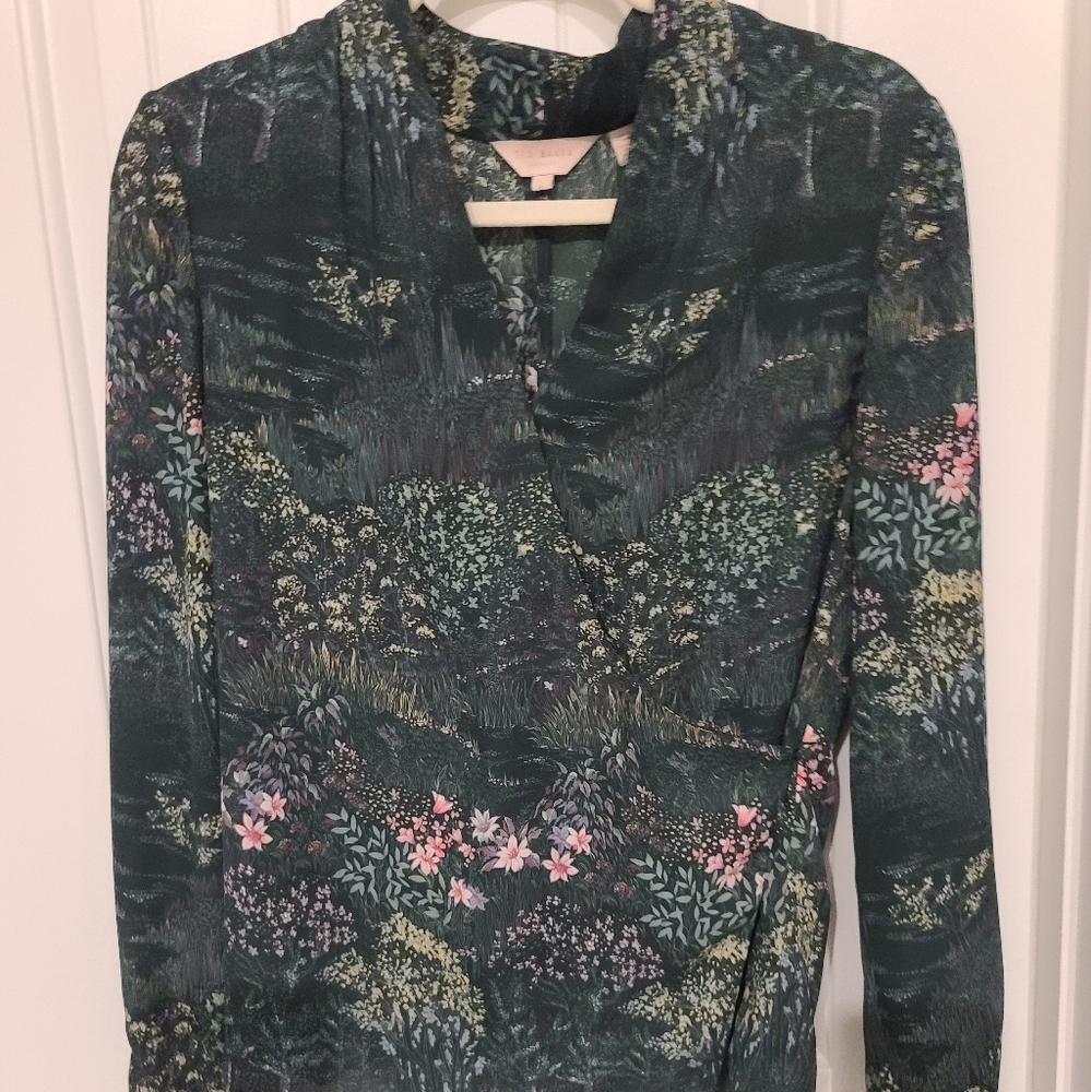 Ted Baker size 2 floral wrap blouse